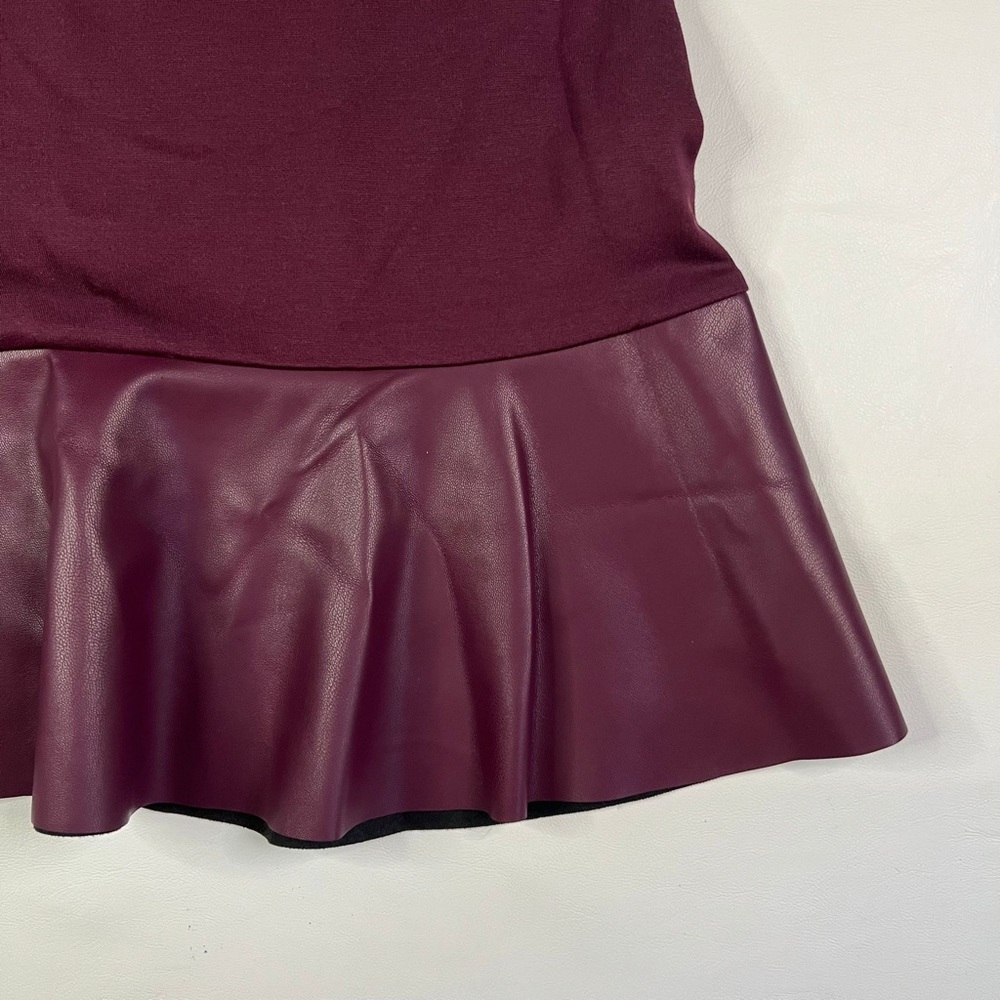 NWT MICHAEL MICHAEL KORS Cordovan Mixed-Media Flare Mini Skirt Faux Leather - Picture 6 of 12